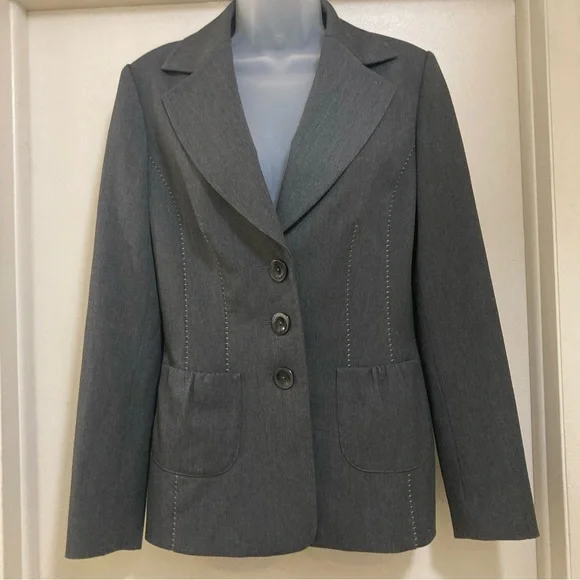 Classiques Entier Woman Grey Three Button Jacket Blazer - Picture 6 of 11